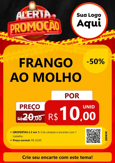 Modelo de Cartaz para Cartaz A4 Vertical com o tema Alerta de Promoção para Restaurante