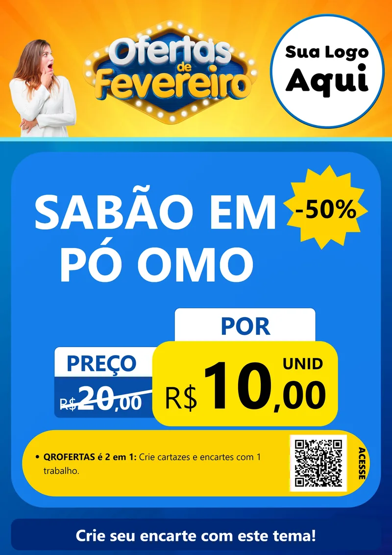 Modelo de Cartaz para Cartaz A4 Vertical com o tema Ofertas de Fevereiro para Produtos de Limpeza
