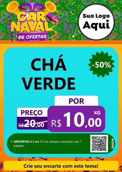 Modelo de Cartaz para Cartaz A4 Vertical com o tema Carnaval de Ofertas para Produtos Naturais