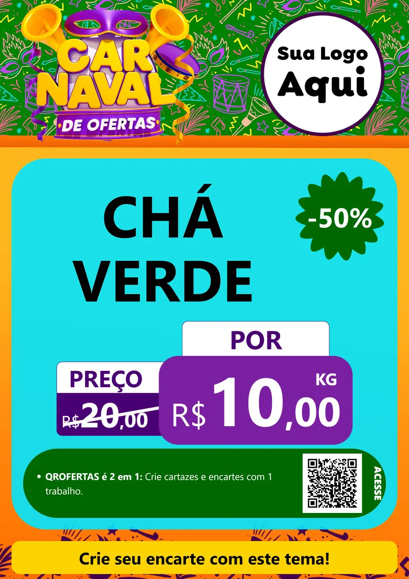 Modelo de Cartaz para Cartaz A4 Vertical com o tema Carnaval de Ofertas para Produtos Naturais