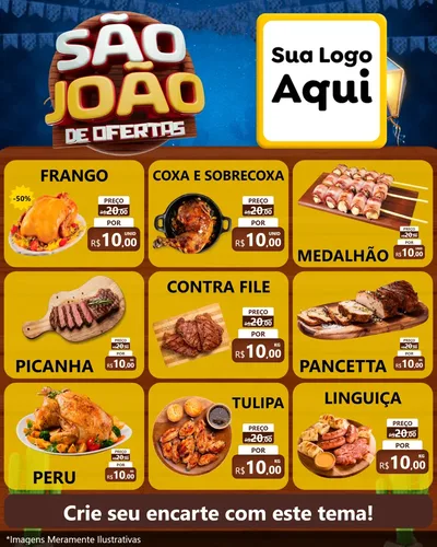 Modelo de Rede Social para Feed Instagram com o tema São João Ofertas Imbatíveis! - Junina para Assados