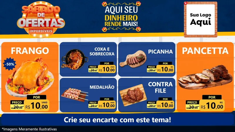 Modelo de TV para TV Horizontal com o tema Sábado de Ofertas Imperdíveis para Assados