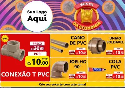Modelo de Encarte para Encarte A4 Horizontal com o tema Sexta da Economia para Tubos e conexões