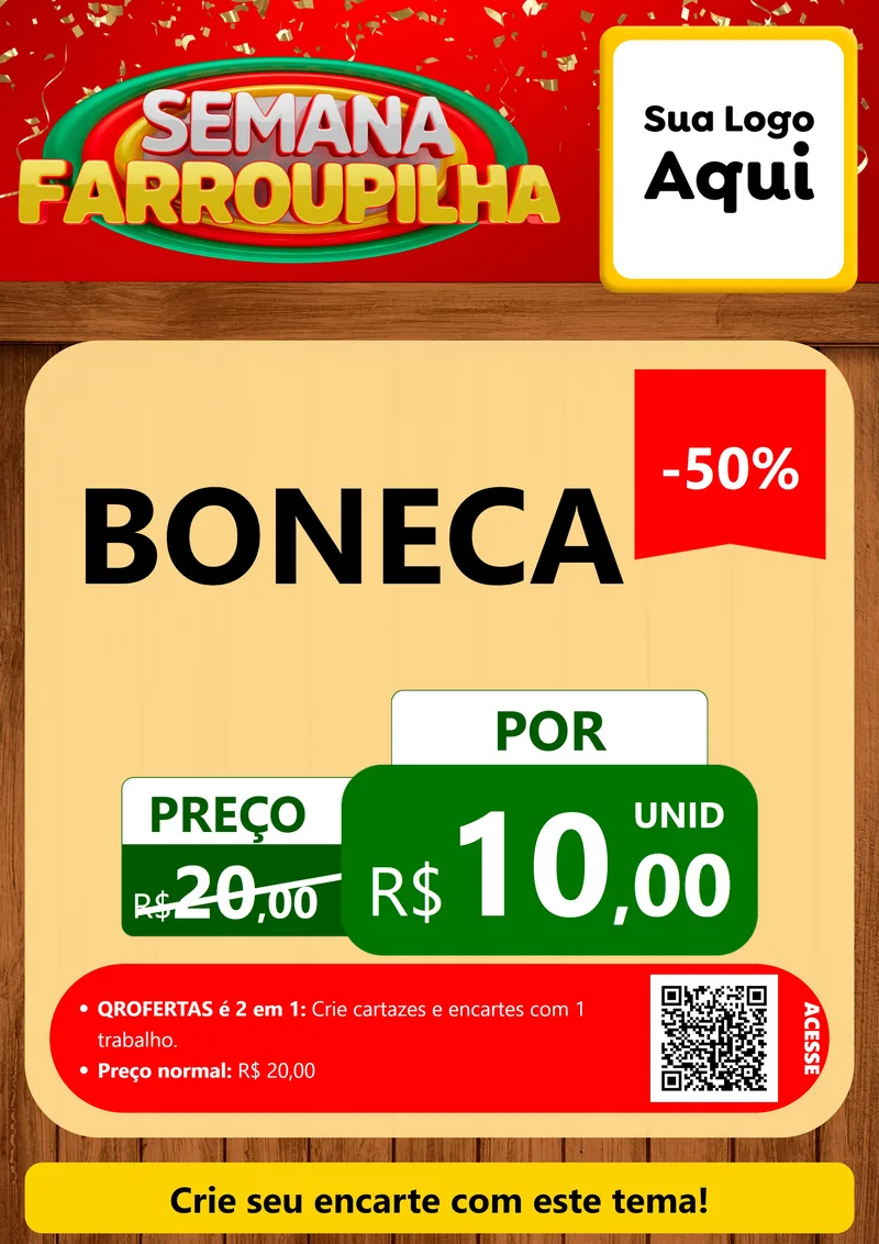 Modelo de Cartaz para Cartaz A4 Vertical com o tema Semana Farroupilha para Brinquedos
