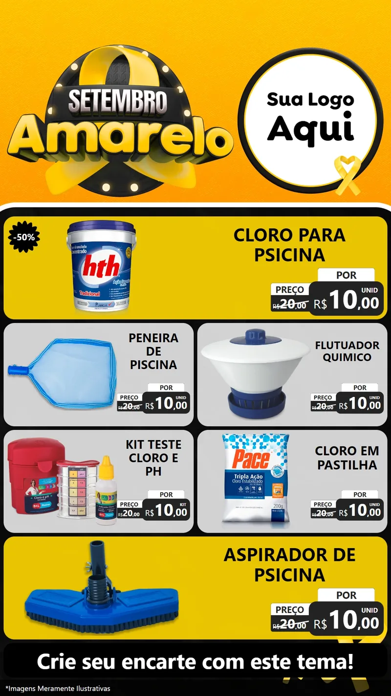 Modelo de TV para TV Vertical com o tema Setembro Amarelo para Produtos para Piscina