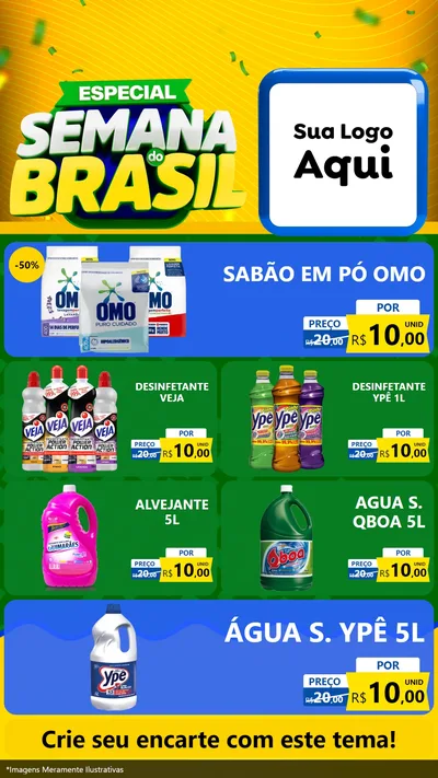 Modelo de TV para TV Vertical com o tema Especial Semana do Brasil para Produtos de Limpeza