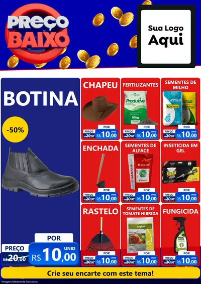Modelo de Encarte para Encarte A4 Vertical com o tema Preço Baixo para Agropecuária