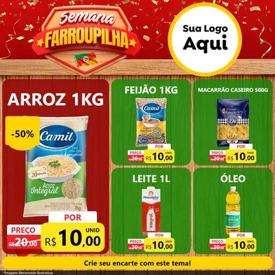 Modelo de Rede Social para Feed Facebook com o tema Semana Farroupilha para Supermercado