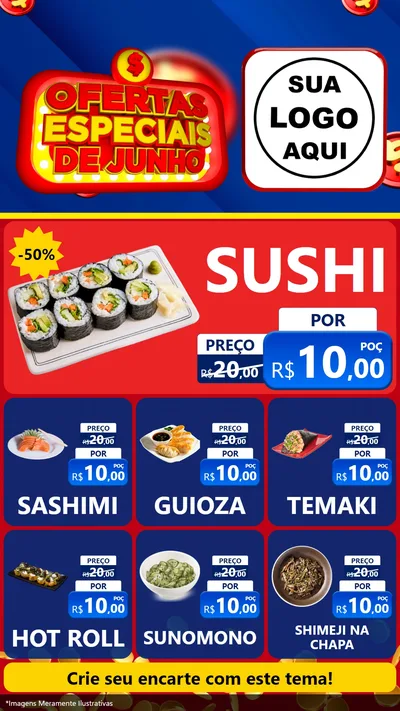 Modelo de Rede Social para Stories com o tema Ofertas Especiais de Junho para Comida japonesa
