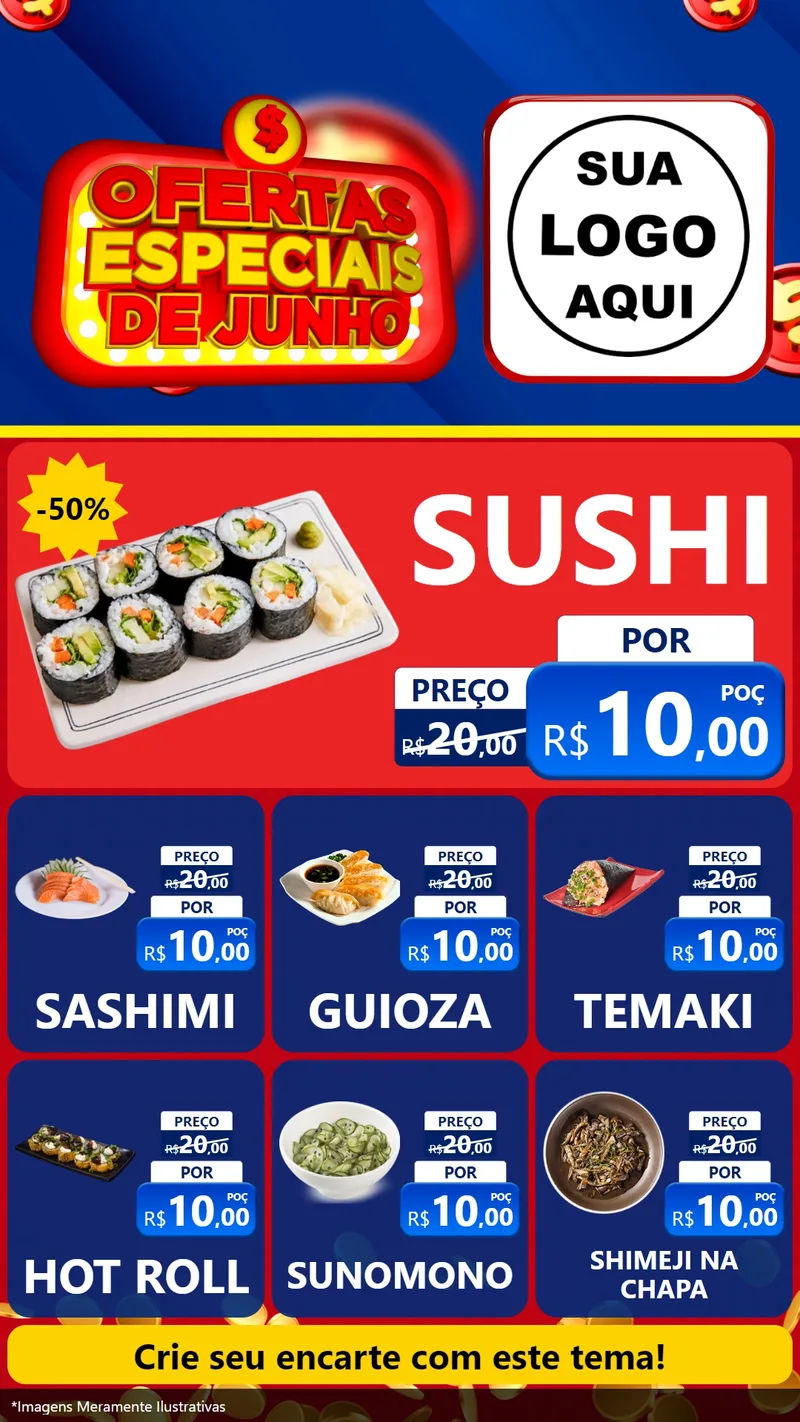 Modelo de Rede Social para Stories com o tema Ofertas Especiais de Junho para Comida japonesa