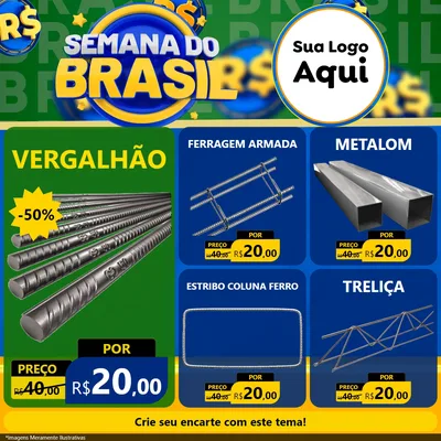 Modelo de Rede Social para Feed Facebook com o tema Semana Do Brasil para Ferragens
