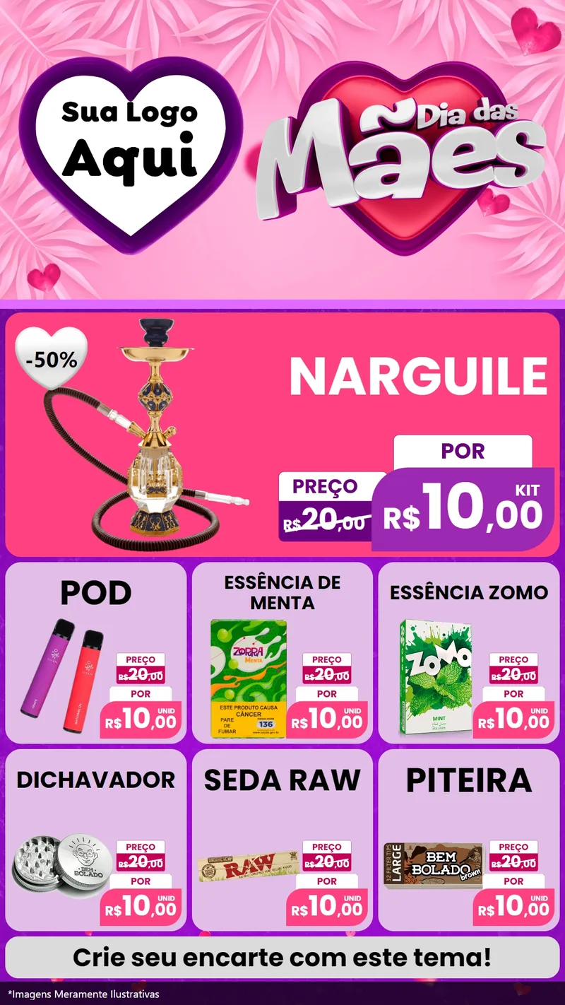 Modelo de Rede Social para Stories com o tema Dia das Mães para Tabacaria