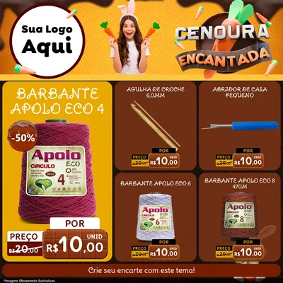 Modelo de Rede Social para Feed Facebook com o tema Cenoura Encantada - Páscoa para Armarinho e Aviamentos