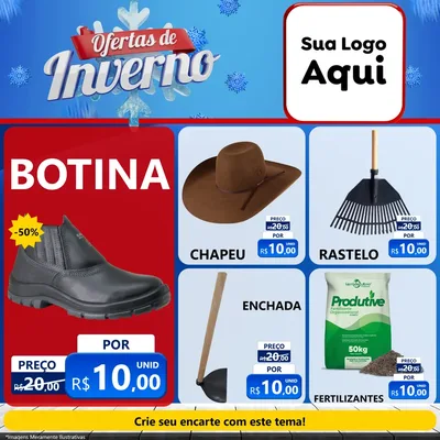 Modelo de Rede Social para Feed Facebook com o tema Ofertas de Inverno para Agropecuária