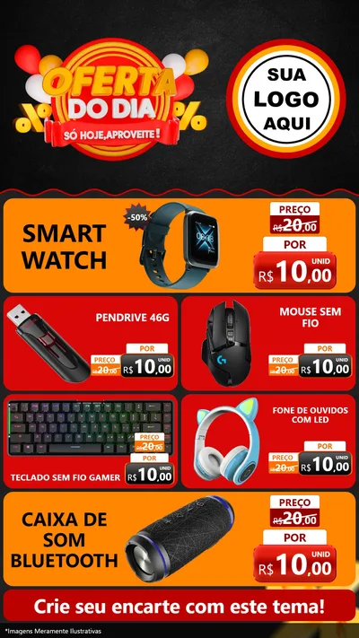 Modelo de TV para TV Vertical com o tema Oferta do Dia - Só hoje, Aproveite! para Informática