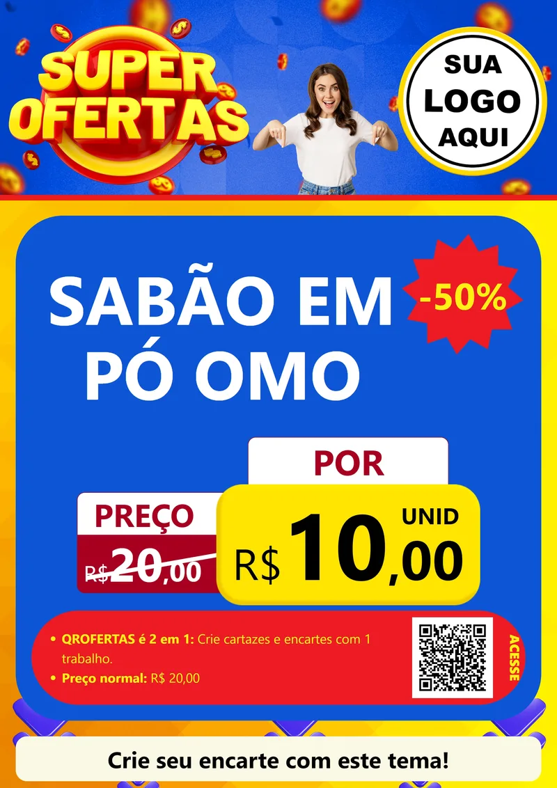 Modelo de Cartaz para Cartaz A4 Vertical com o tema Super Ofertas para Produtos de Limpeza