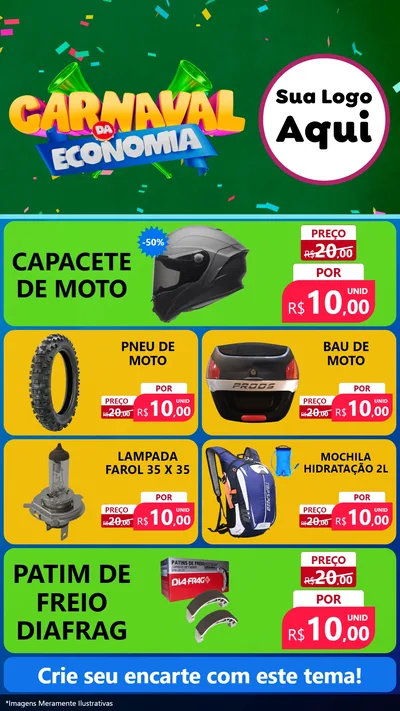 Modelo de TV para TV Vertical com o tema Carnaval da Economia para Moto peças