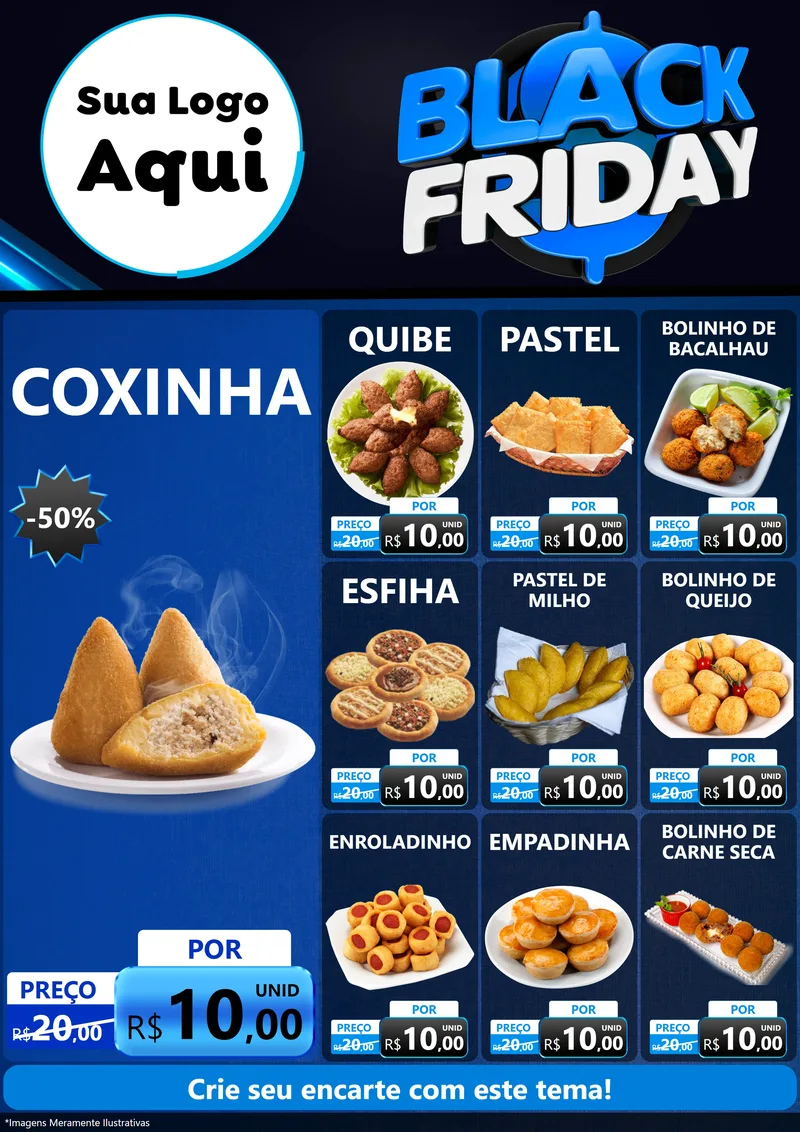 Modelo de Encarte para Encarte A4 Vertical com o tema Black Friday para Salgadaria