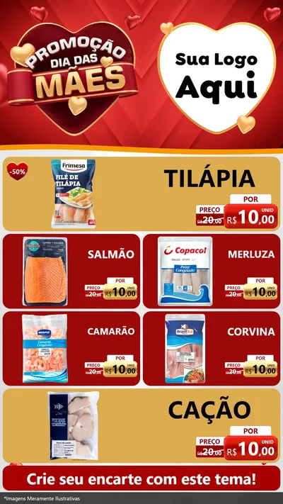 Modelo de TV para TV Vertical com o tema Promoção Dia das Mães para Peixaria