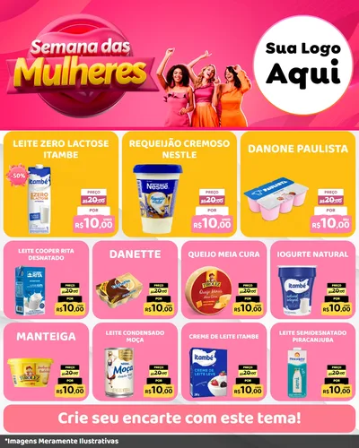 Modelo de Rede Social para Feed Instagram com o tema Semana das Mulheres para Frios e Laticínios