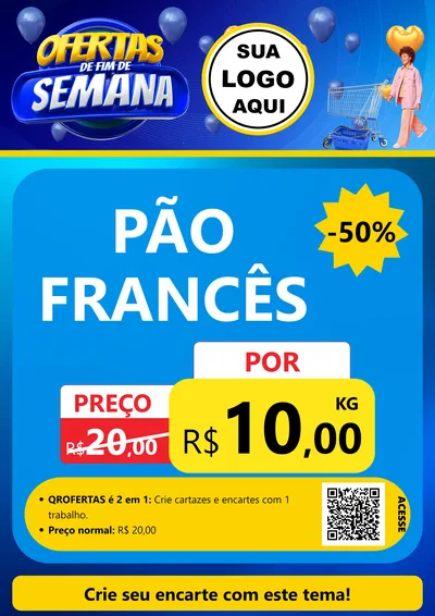 Modelo de Cartaz para Cartaz A4 Vertical com o tema Ofertas de Fim de Semana para Padaria