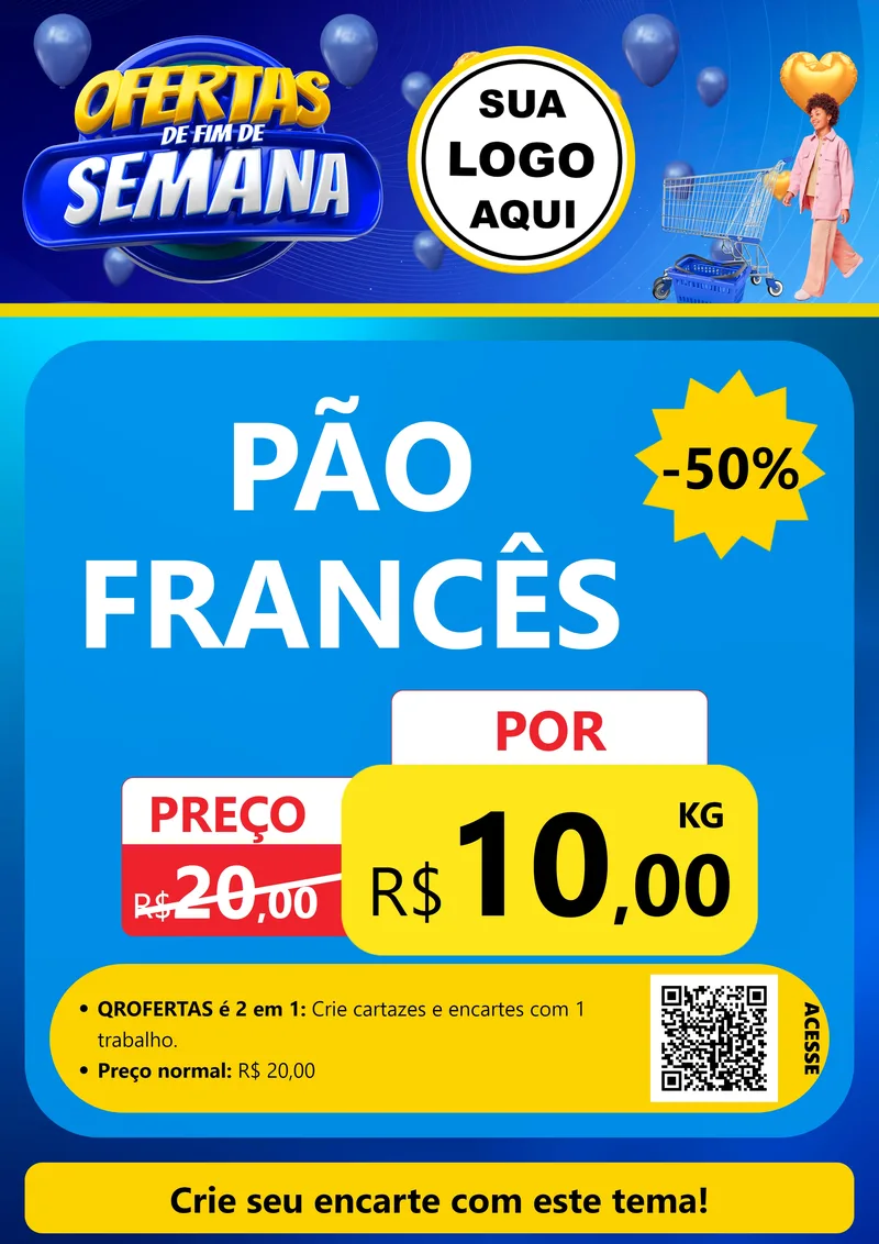 Modelo de Cartaz para Cartaz A4 Vertical com o tema Ofertas de Fim de Semana para Padaria