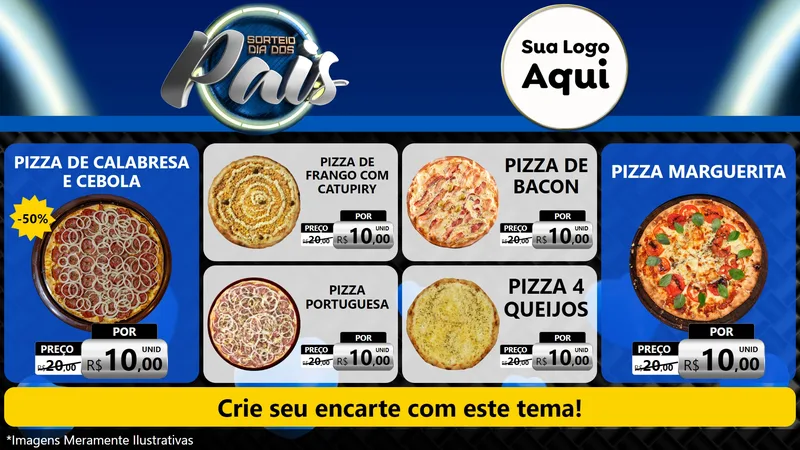 Modelo de TV para TV Horizontal com o tema Sorteio Dia Dos Pais para Pizzaria