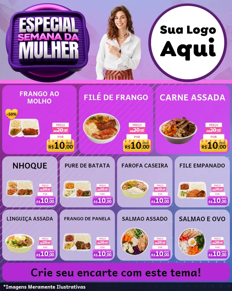 Modelo de Rede Social para Feed Instagram com o tema Especial Semana da Mulher para Restaurante