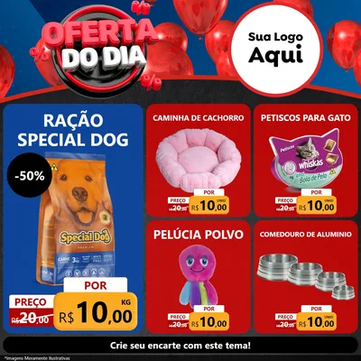 Modelo de Rede Social para Feed Facebook com o tema Oferta do Dia para Pet Shop