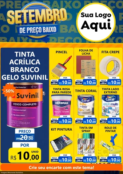 Modelo de Encarte para Encarte A4 Vertical com o tema Setembro De Preço Baixo para Tintas e Ferramentas
