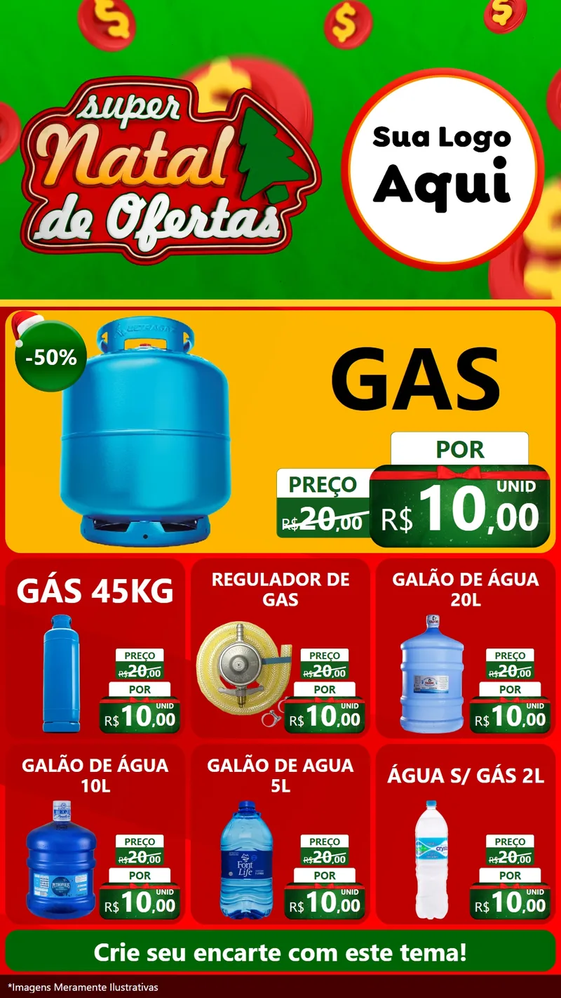 Modelo de Rede Social para Stories com o tema Super Natal de Ofertas para Água e gás