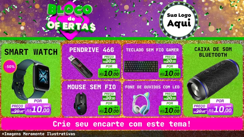 Modelo de TV para TV Horizontal com o tema Bloco de Ofertas para Informática