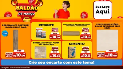 Modelo de TV para TV Horizontal com o tema Saldão de Março para Pisos e revestimentos