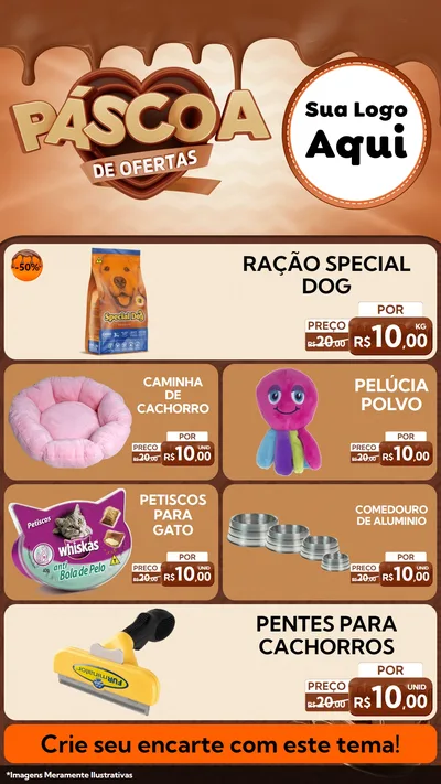Modelo de TV para TV Vertical com o tema Páscoa de Ofertas para Pet Shop