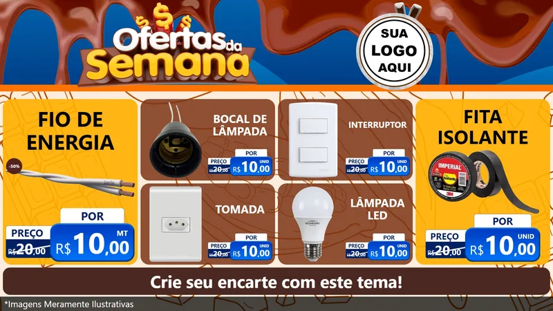 Modelo de TV para TV Horizontal com o tema Ofertas da Semana - Páscoa para Materiais Elétricos