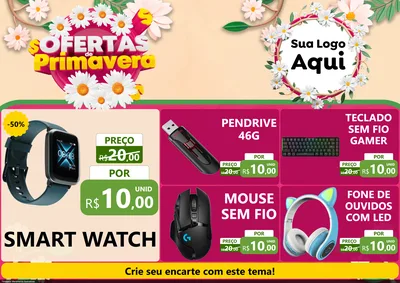 Modelo de Encarte para Encarte A4 Horizontal com o tema Ofertas de Primavera para Informática