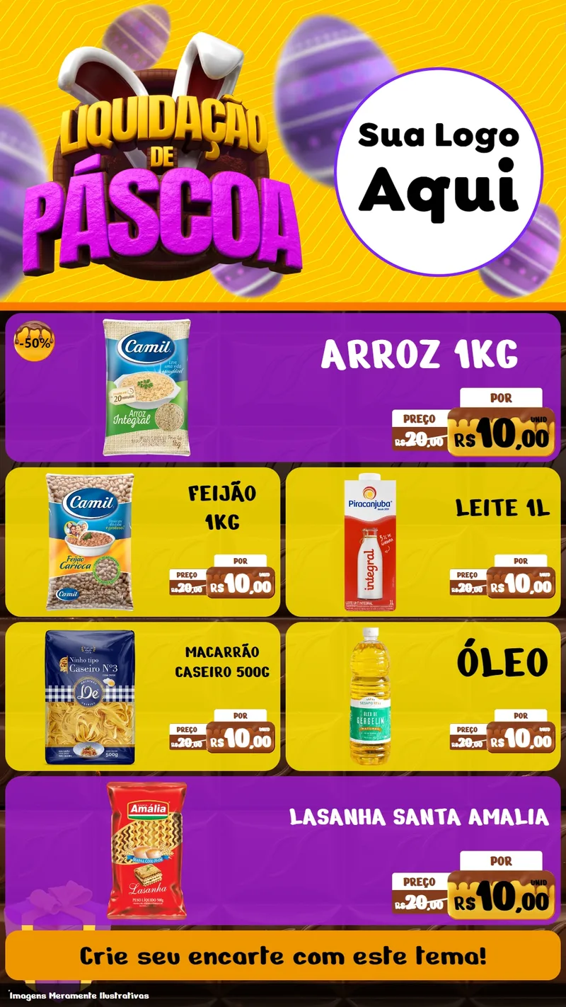 Modelo de TV para TV Vertical com o tema Liquidação de Páscoa para Supermercado