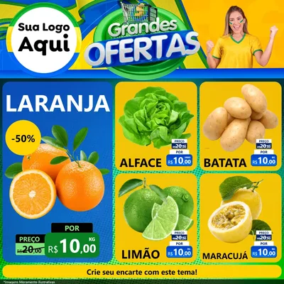 Modelo de Rede Social para Feed Facebook com o tema Grandes Ofertas para Hortifrúti