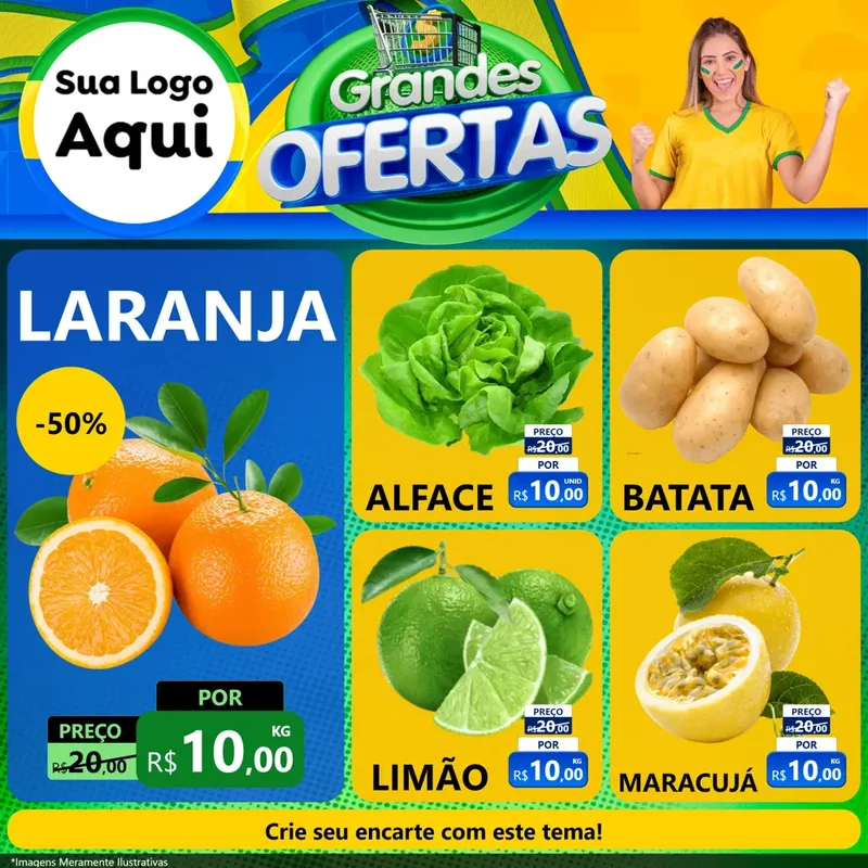 Modelo de Rede Social para Feed Facebook com o tema Grandes Ofertas para Hortifrúti