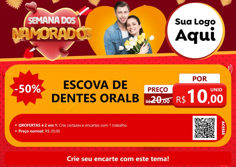 Modelo de Cartaz para Cartaz A4 Horizontal com o tema Semana dos Namorados para Higiene Pessoal