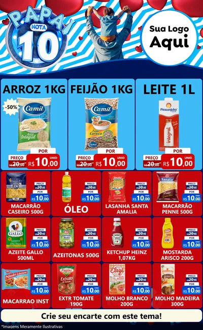 Modelo de Encarte para Encarte Grande com o tema Papai Nota 10 para Supermercado