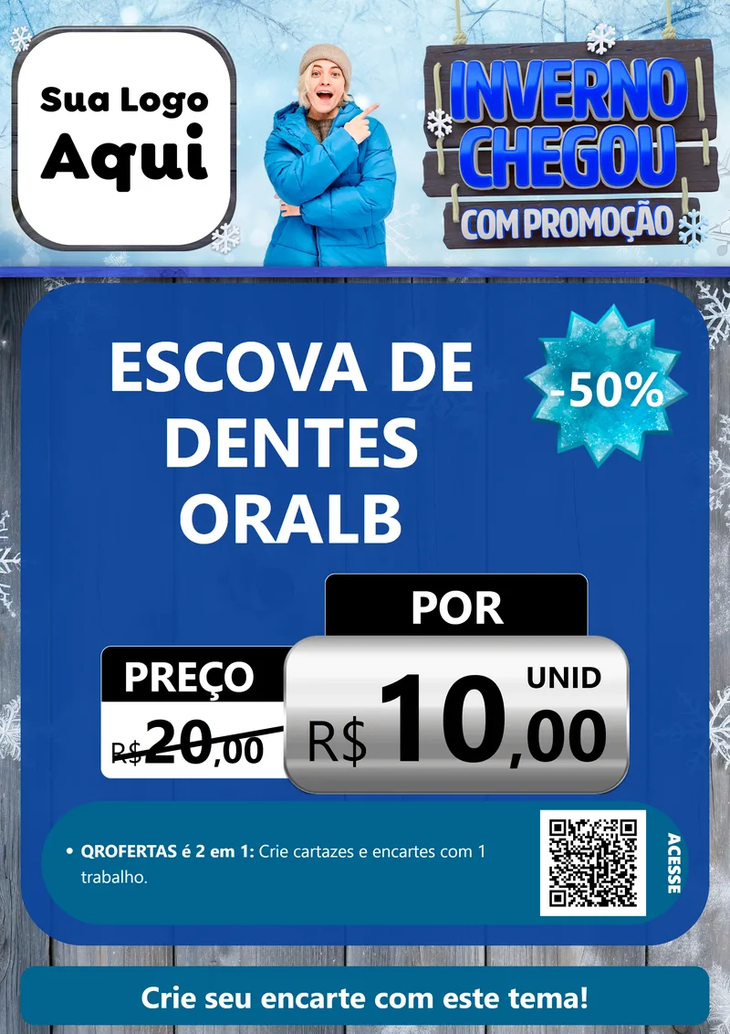 Modelo de Cartaz para Cartaz A4 Vertical com o tema Inverno Chegou Com Promoção para Higiene Pessoal
