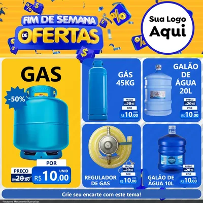 Modelo de Rede Social para Feed Facebook com o tema Fim de Semana de Ofertas para Água e gás
