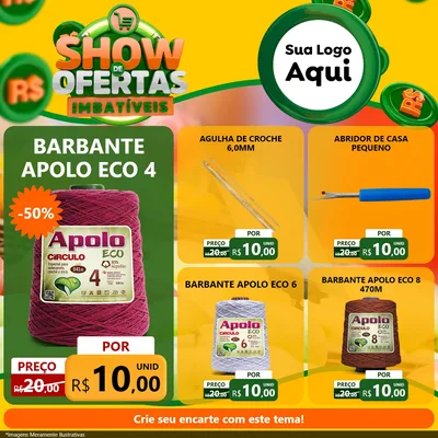 Modelo de Rede Social para Feed Facebook com o tema Show de Ofertas Imbatíveis para Armarinho e Aviamentos