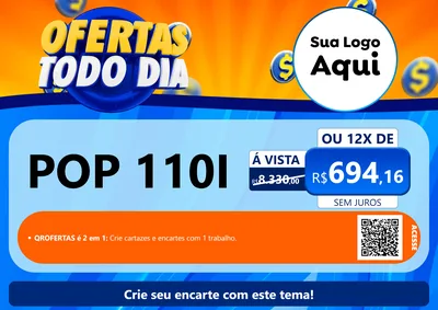 Modelo de Cartaz para Cartaz A4 Horizontal com o tema Ofertas Todo Dia para Concessionaria de Motos