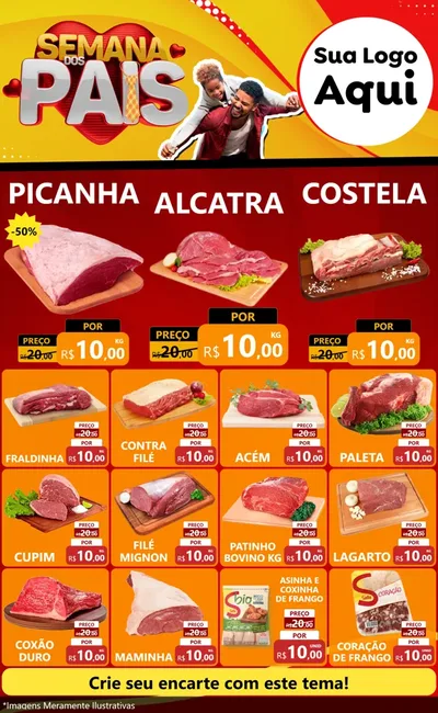 Modelo de Encarte para Encarte Grande com o tema Semana Dos Pais para Açougue