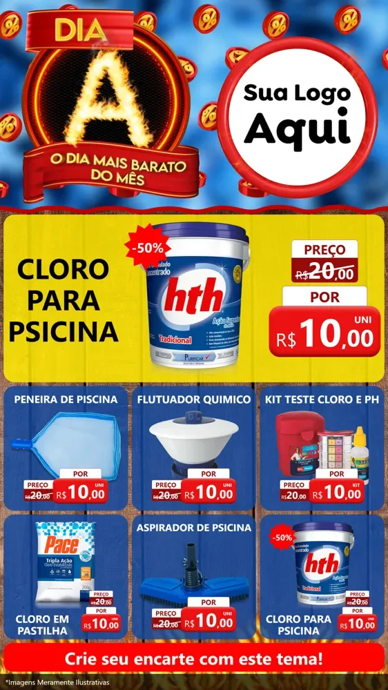 Modelo de Rede Social para Stories com o tema Dia A - O Dia Mais Barato Do Mês para Produtos para Piscina