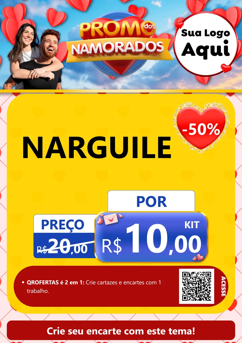 Modelo de Cartaz para Cartaz A4 Vertical com o tema Promo dos Namorados para Tabacaria