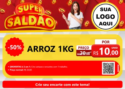 Modelo de Cartaz para Cartaz A4 Horizontal com o tema Super Saldão para Supermercado