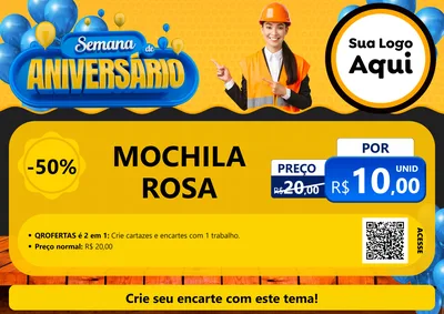 Modelo de Cartaz para Cartaz A4 Horizontal com o tema Semana de Aniversário para Papelaria